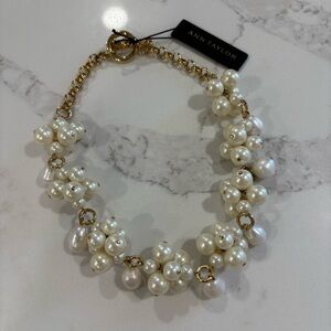 Ann Taylor Gold Chain & Pearl Cluster Necklace
